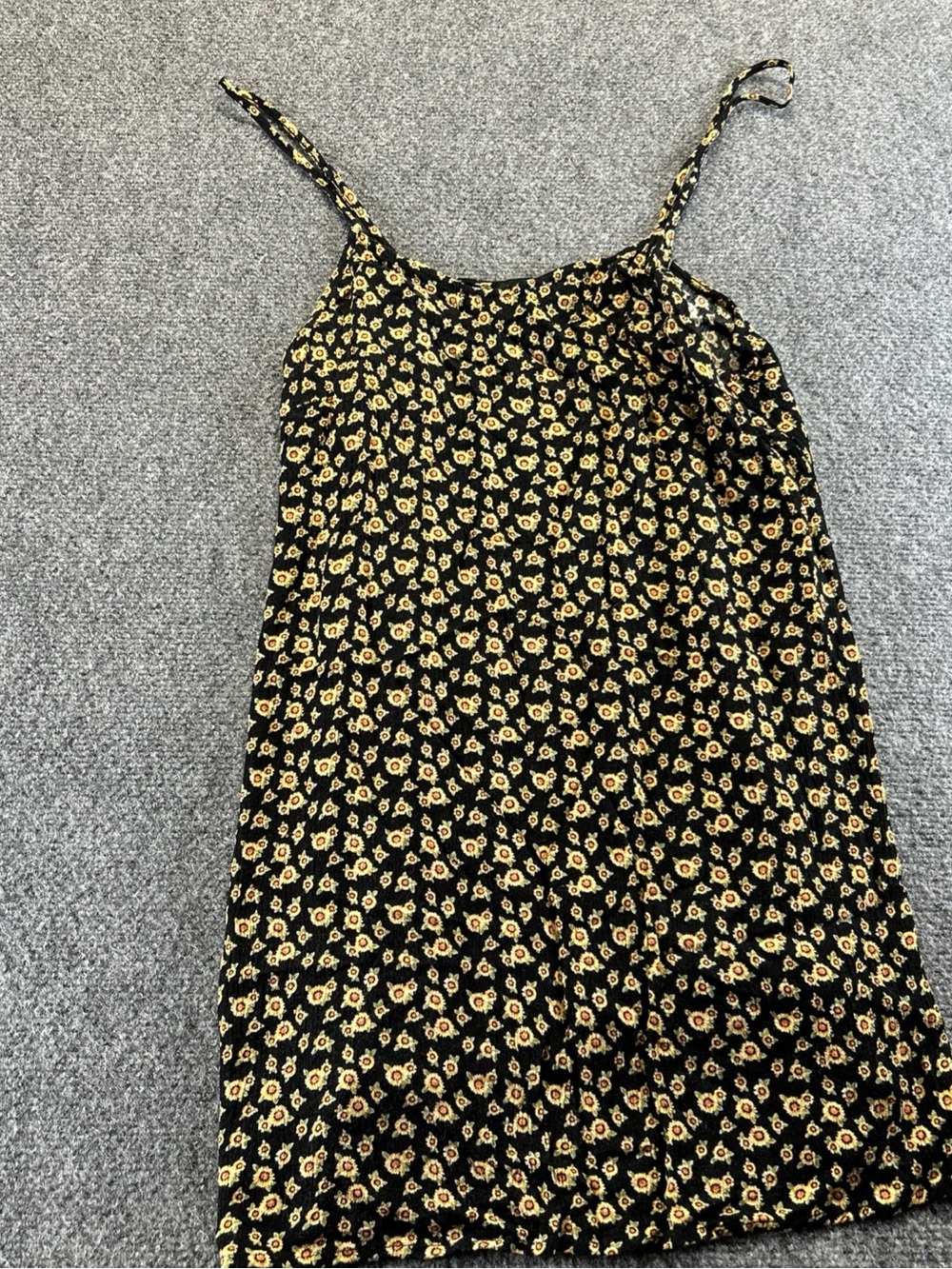 Forever 21 Black Mini Dress with Yellow sunflower Print size large